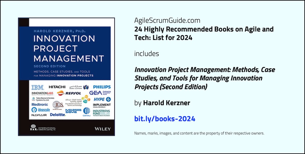 Agile Scrum Guide - 24 Highly Recommended Books on Agile and Tech - List for 2024 - v Dec 15 2023 - 15 - Innovation - Tw LwRes