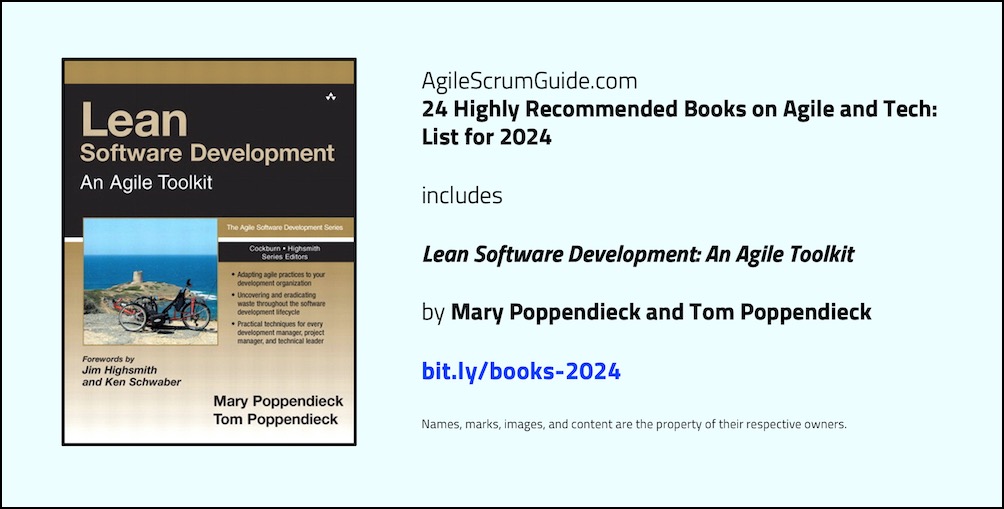 Agile Scrum Guide - 24 Highly Recommended Books on Agile and Tech - List for 2024 - v Dec 15 2023 - 16 - Lean - Tw LwRes